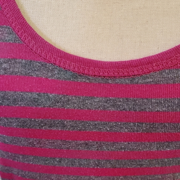 West Loop Brand Racerback T-Shirt Maxi Dress, Size Large, Burgundy/Grey Striped. - Picture 5 of 9